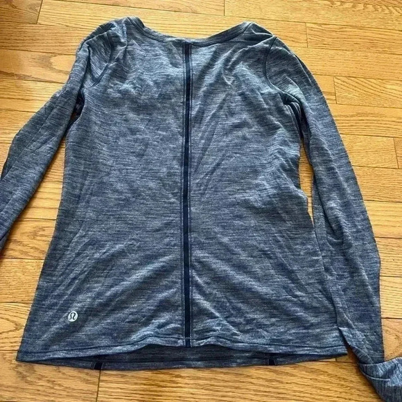 [4]Lululemon Intensi-Tee Long  Sleeve Heathered Hero Blue / Hero Blue - Picture 5 of 8